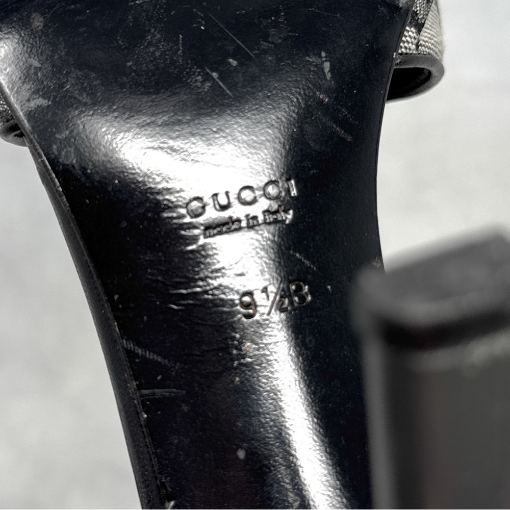 GUCCI Vintage 90s Y2K Monogram GG Leather Minimalist Slide Mule Sandal Heels 9.5 - Picture 12 of 16